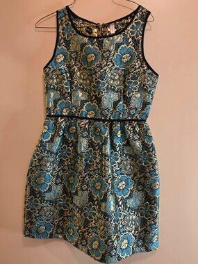 Xhilaration Metallic Teal Floral Print Dress SP